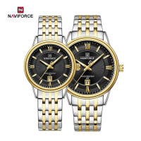 NAVIFORCE NF8040 Lover's Watches for Men and Women Fashion Simple Wristwatch Waterproof Quartz Calendar Clock Casual Wild Couple Watch - Black Golden